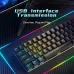 Close‑up angled shot of the Zifriend BD61 Rainbow Backlit Swappable Mechanical Keyboard highlighting its USB plug‑and‑play design.