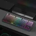 Desktop view of Zifriend G87 Pro RGB Mechanical Gaming Keyboard glowing with vibrant RGB lighting in a gaming setup.