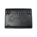 Bottom view of Aptech ACP-064 Laptop Cooler showing fan housings, USB cable, and adjustable feet.