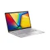 Front angled view of Asus VivoBook 14 A1404VA Laptop displaying vibrant geometric background with keyboard and large touchpad.