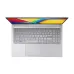 Angled view of Asus VivoBook 15 A1504VA Laptop with gradient screen displaying VivoBook logo and illuminated numeric touchpad.