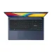 Angled view of Asus VivoBook 15 A1504VA Laptop with gradient screen displaying VivoBook logo and illuminated numeric touchpad.