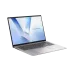 Angled front view of ASUS Vivobook 16 F1607CA Laptop displaying stylized screen and sleek silver keyboard design.