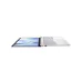 ASUS Vivobook Go 15 E1504TA laptop opened flat at 180°, showcasing slim hinge flexibility and modern design.