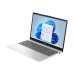 An angled view of the open silver HP 15-fd0811TU laptop, displaying the Windows 11 desktop and applications.