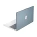 A rear, angled view of the open pale blue/silver HP 15-fd0811TU laptop, showing the lid with the HP logo.