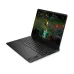 Angled front view of HP OMEN 16-am0335TX Core i9 14th Gen RTX 5070 Gaming Laptop with dynamic neon graphic on screen