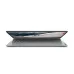 Front angled view of Lenovo IdeaPad 1 15AMN7 Laptop in silver with snowy mountain display and sleek keyboard deck.