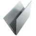 Elevated view of Lenovo IdeaPad 1 15AMN7 Laptop in silver finish with slim profile and Lenovo branding on lid and palm rest.