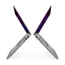 Symmetrical view of two Lenovo IdeaPad Slim 5 14IMH10 Laptops forming X-shape with slim silver design and purple screens.