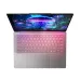 Top-down view of the Lenovo Yoga Slim 7 14ILL10 Laptop with backlit pink-purple keyboard and fantasy mushroom wallpaper.
