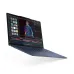 Floating angled view of the Lenovo Yoga Slim 7 14Q8X9 Laptop displaying video editing software on vibrant screen.