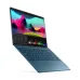 Floating angled view of the Lenovo Yoga Slim 9 14ILL10 Laptop displaying video editing software on vibrant screen.