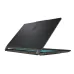 Rear-left angled view of MSI Cyborg 15 A13UC Laptop with dragon shield logo and cyan backlit keyboard partially visible.