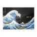 Lid view of MSI Prestige 13 AI+ Ukiyoe Edition A2VMG Laptop featuring Great Wave artwork and gold MSI logo.