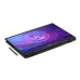 Angled view of the MSI Summit A16 AI+ A3HMTG Ryzen AI 7 350 Laptop Copilot+ PC lying flat with its touchscreen and stylus beside it.