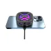 Fantech PCM10 Gletser Max Phone Cooler attached to smartphone with illuminated fan and purple lighting