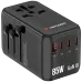 Black Verbatim CNT-02 travel adapter with its retractable USB-C cable pulled out.