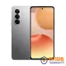 A front and rear view of the silver Realme P4x 5G smartphone, showing the triple vertical camera system and display.