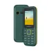 Green Symphony Hero20 feature phone with yellow trim, showing its keypad and display, with the back panel behind it.