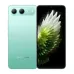 Front and rear view of Tecno SPARK 40 5G in turquoise green showing feather wallpaper and dual-camera module with LED flash.