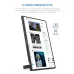 Portrait orientation of Arzopa A3C PRO Portable Monitor displaying social media feed with landscape and vertical modes.