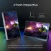 Dual setup view of Arzopa Z1FC Portable Monitor in portrait and landscape modes displaying vibrant gaming scene.