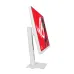 Side angle of ASUS ROG Strix XG27ACMES-W Monitor showing slim profile and vivid ROG-themed red display.