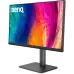 BenQ PD2706QN monitor displays a close-up of an eye, emphasizing visual clarity and the monitor's design.