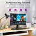 Desk view of GEESUU CloudWing MV238L2F Monitor with ultra-thin bezels showing video editing software and workspace items.