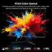 Front view of KOORUI 27E6QCA Monitor displaying vivid paint splash colors on black background.