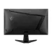 Rear angled view of MSI MAG 275QF E20 Monitor with dragon emblem, red button, and wide base stand.