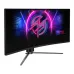 MSI MPG curved monitor with vibrant screen design, futuristic graphics, and performance branding.