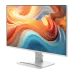 MSI White Gaming Monitor with slim frame, vibrant abstract display, and modern white stand.