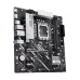 Side view of Asus PRIME B660M‑K motherboard showing CPU socket, RAM slots, PCIe slots, and I/O ports