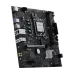 Angled view of MSI PRO H810M-E motherboard showing rear I/O ports, RAM slots, chipset heatsink, and expansion slots