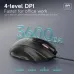 Centered view of AJAZZ NJ05 Mouse with 4-level DPI settings up to 3600, highlighted by glowing scroll wheel.
