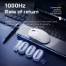 Top-down view of AJAZZ NJ07 Mouse on laptop keyboard with bold 1000Hz graphic highlighting ultra-fast report rate.