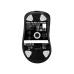 Bottom view of the ASUS ROG Keris II Origin Wireless Gaming Mouse displaying the sensor placement, switch, and glide feet layout.