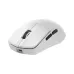 Side view of white Furycube G1 Mouse showing gold branding, scroll wheel, and front port for charging or wired use.