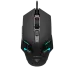 Top view of the black Gamdias AURA GS4 wired gaming mouse with an angular, segmented design and blue/cyan LED accents.