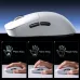 Top view of MCHOSE M7 Mouse in white with side buttons, showing palm, claw, and finger grip styles for ergonomic use.