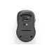 Bottom view of The Redragon BM 2638 Wireless Mouse showing its sensor, power switch, and battery compartment.