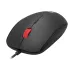 Angled top‑side view of the Redragon BM-4062 Wired Mouse showing its curved black body and red scroll wheel with a front cable connection.