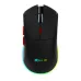 A top-down view of the black Xtrike Me GW-613 wireless gaming mouse with RGB base lighting and red side buttons.