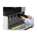 Internal view of Canon imageRUNNER C3322L Photocopier showing toner cartridge slots during black cartridge replacement.
