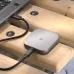 Compact Corsair EX400U portable SSD plugged in with a laptop 