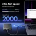 UGREEN SSD promo showing ultra-fast 2000MB/s speed, USB 3.2 Gen2x2 support, connected to laptop for high-speed transfer