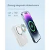 A white Baseus PPCXM1030 power bank charging a phone via magnetic attachment.