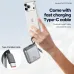 Lifestyle hand view of Foneng PX138 20000mAh 45W Power Bank With Built-in Type-C demonstrating charging phone using built-in cable